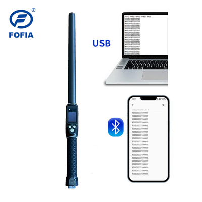 Custom ISO FDX-B HDX 30.000 Aufzeichnungen Handheld Stick RFID Reader Für Rinder Viehzucht Ohrenkennzeichen Mikrochip Langstrecken-Kunststoff