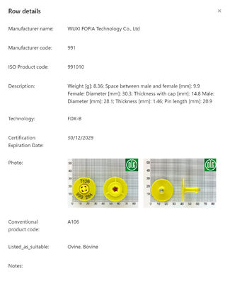 Wasserdicht ISO11784/5 FDX-B-konforme RFID-Ohrmarke für Vieh mit 350 N Spannung
