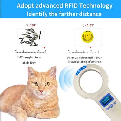 Animal Microchip Scanner PT200 zum Lesen von Mikrochip- und Temperaturinformationen, kompatibel mit 1000 Datenspeichern