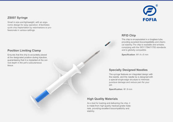 Einwegspritze Tier-ID-Mikrochip für Tiergesundheit und -wohlbefinden mit sterilisiertem Papier-Kunststoff-Verpackungsbeutel