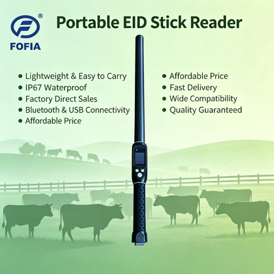 RFID-Stick-Reader mit OLED-Bildschirm, 3-Buttons-Benutzeroberfläche und eingebauter Buzzer für einfache Bedienung im Viehbestandsmanagement
