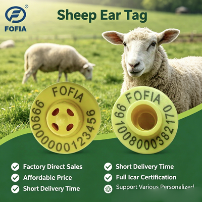 ET969 RFID-Elektronische Ohrmarke für Schafe ISO11784/11785 FDX-B Identifikationsmarke für Tiere zur Rückverfolgbarkeit