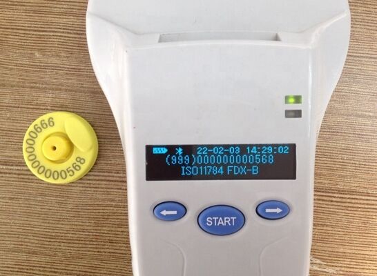 Langlebiger RFID-Handheld-Reader mit 128x32 OLED-Bildschirm USB für Plastik-Langstreckenlösung für Haustiere und Farm & Ranch
