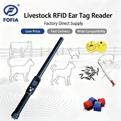 Langfristige, wasserdichte, 134,2 kHz RFID-Ohrzeichenleser ISO11784/5 Protokoll 30-100 cm Abstand zum Lesen PVC