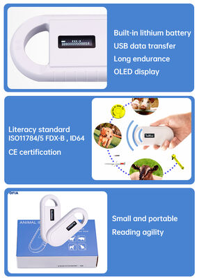 Handheld Plastic Animal Microchip RFID Card Reader PT160 134,2 kHz OLED Bildschirm USB Lithiumbatterie CE zertifiziert nach ISO 11784/11785