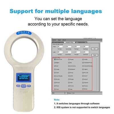 Langlebiger Plastik PT200 RFID Handheld Reader mit 128x64 OLED-Bildschirm ISO11784/5 Protokoll Langstreckenlesen für Haustiere und Landwirtschaft