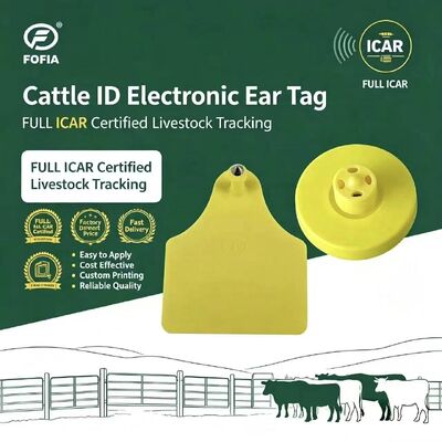 FOFIA Full ICAR LF Langlebige wasserdichte RFID TPU Gelbe Tierohrtags ET908+T905 EM4305 Chips 5 Jahre Garantie Rinder 14,5 mm