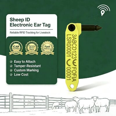 Wasserdichte Fofia Hochtemperaturbeständige integrierte Anti-Shedding-Elektronik T969 Yellow Sheep RFID-Ohrmarke TPU-Material RF