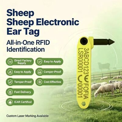 FOFIA Langlebige, integrierte Anti-Ausfall-Laser-codierte elektronische T969 Gelbe Schafe RFID Ohrzeichen TPU Material Tier