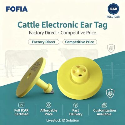 Neue vollständige ICAR wasserdichte RFID-TPU-Tierohrmarken, 14,5 mm, EM4305-Chips, 5 Jahre Garantie, Fofia Farm Use
