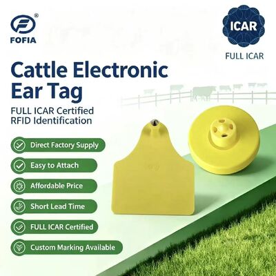 FOFIA Neue Full ICAR Langlebige wasserdichte RFID TPU Gelbe Tierohrtags ET908+T905 EM4305 Chips 5 Jahre Garantie Rinder 14,5 mm