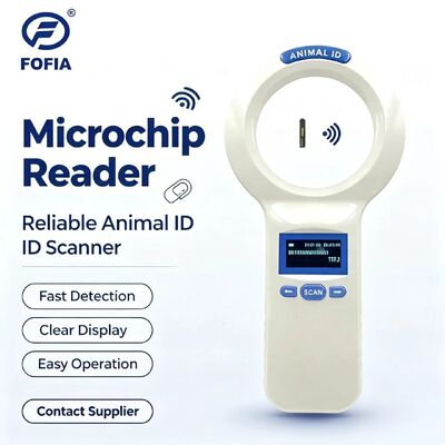 Wasserdichtes Weiß FOFIA PT200 RFID Handheld Reader 128x64 OLED Bildschirm 134,2 kHz Frequenz Fernlesen