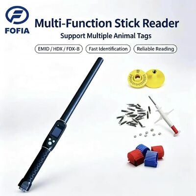FOFIA Wasserdichter Langstrecken-134,2-kHz-RFID-Ohrmarkenleser ISO11784/5 Protokoll 30-100 cm Lesedistanz PVC-Material für Bauernhof