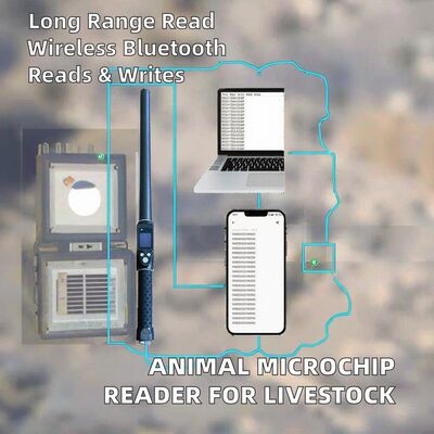 Langfristige, wasserdichte 134,2 kHz RFID-Ohrzeichenleser ISO11784/5 Protokoll 30-100cm Abstand zum Lesen PVC-Material für Landwirtschaft
