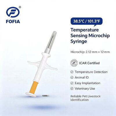 ICAR-zertifiziert Fofia Neues Temperaturmessgerät mit heißem Mikrochip RFID Bioglas Weiß HT001 Tier-ID Wasserdicht Hund Katze Haustiere 1.5