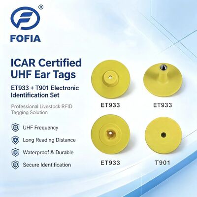 Neue UHF Elektronische Wasserdichte RFID TPU 5,7mm Gelbe Tier Ohr-Tags ET933+T901 Chips 5 Jahre Garantie Fofia Rinder Verwendung