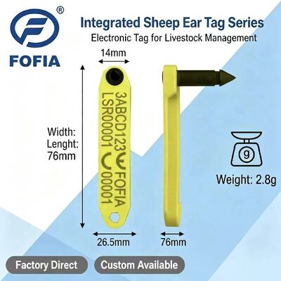 Neue Fofia HDX hochtemperaturbeständige integrierte Anti-Schüttung TPU Laser-codierte elektronische ET969 Gelbe Schafe RFID Ohrzeichen 1.5