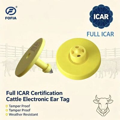 Wasserdicht Fofia Voll ICAR Zertifiziert ET908 Gelb RFID TPU Kuh Ohrzeichen Hohe Qualität 1,5 Jahre Garantie Tierhaltung