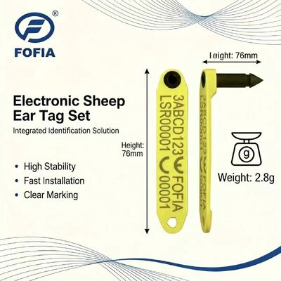 Neue Fofia hochtemperaturbeständige integrierte Anti-Schüttung Elektronik ET969 Gelbe Schafe RFID Ohrenkennzeichen TPU Material RF Tier