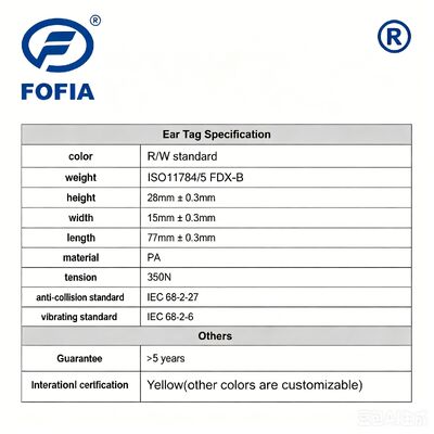 Neue Fofia hochtemperaturbeständige integrierte Anti-Schüttung Elektronik ET969 Gelbe Schafe RFID Ohrenkennzeichen TPU Material RF Tier