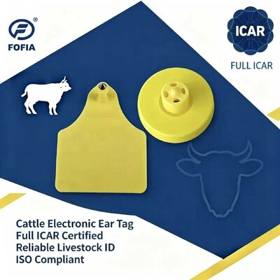 FOFIA Neue Full ICAR Langlebige wasserdichte RFID TPU Gelbe Ohr-Tags ET908+T905 Farm Chips 5-Jahres-Garantie Rinder 14,5 mm