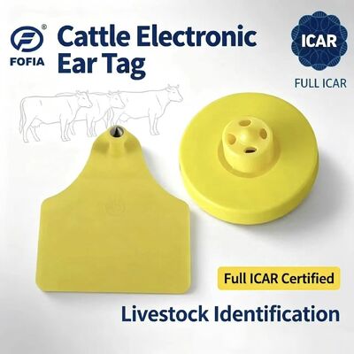 Neue FOFIA Voll-ICAR LF Langlebige Wasserdichte RFID TPU Gelbe Rinder- Schweine- Schaf- Ohrmarken ET908+T905 EM4305 Chips 5 Jahre Garantie 14,5mm