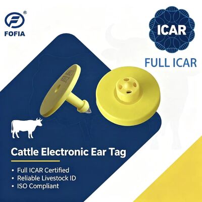 Neue vollständige ICAR ET908+T901 wasserdichte RFID LF TPU gelbe Tier Ohrmarke 14,5 mm Rinder Kuh Chips 5 Jahre Garantie Rinder