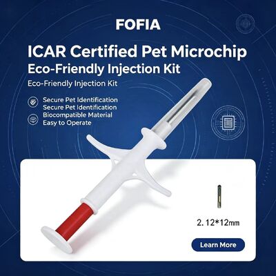 Wasserdichtes Fofia Neues Hochverkauf RFID 134.2kHz PP Material Hunde-ID Mikrochip Farm-Nutzung Haustier Injektion 1,5 Jahre Ohrennummer Blaues Modell