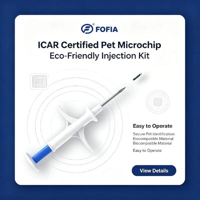 FOFIA ZS007 ICAR-zertifiziert 134,2 kHz RFID Tier-Mikrochip FDX/EM4305 IP67 wasserdicht Weiß PP 1,4x8mm Hund Katze Haustiere