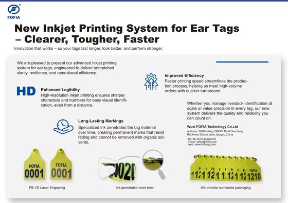 New Full ICAR LF Electronic Waterproof RFID TPU Yellow Animal Ear Tags 14.5mm Chips 5 Year Warranty Fofia Cattle Farm Use