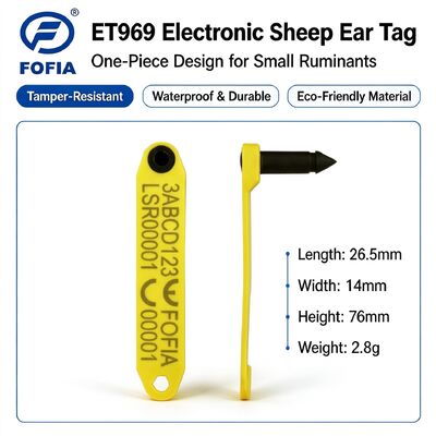 New Fofia High-Temperature Resistant Integrated Anti-Shedding Laser-Coded Yellow Electronic ET969 Sheep Ear Tag Built-in RFID
