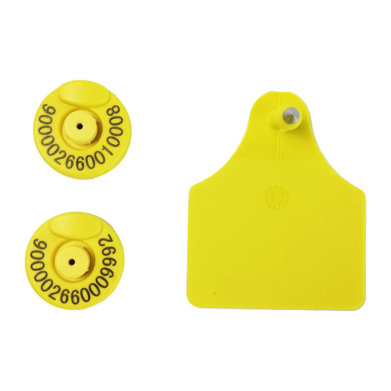 Gelbe RFID-Tierohrmarke im Rahmen der R/W-Norm ISO11784/5 FDX-B