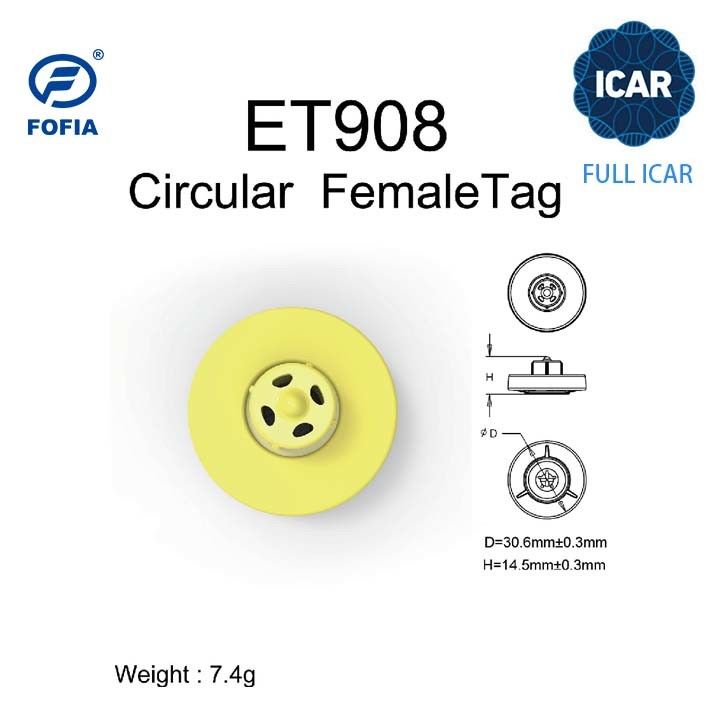 Neue Fofia Full ICAR ET908 Rinder-RFID-LF-Ohrmarke, TPU-Material, 350 N Spannung, 5 Jahre Garantie, ISO11784/5-Konformität, Nutzung auf dem Bauernhof