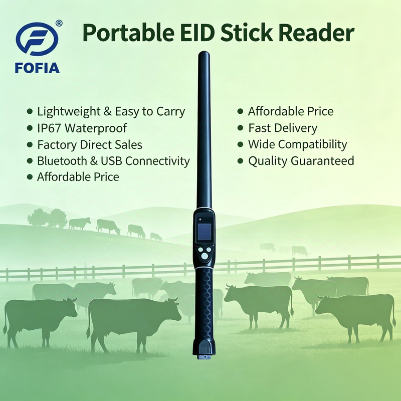 RFID-Stick-Reader mit OLED-Bildschirm, 3-Buttons-Benutzeroberfläche und eingebauter Buzzer für einfache Bedienung im Viehbestandsmanagement