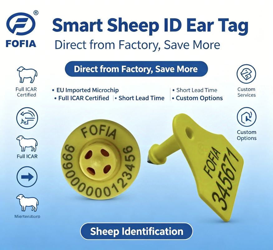 ICAR-zertifizierte TPU-RFID-Ohrmarke mit 350 N Spannung zur Identifizierung und Überwachung von Nutztieren