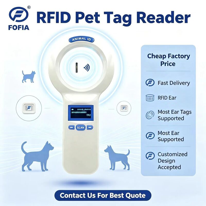 Langlebiger Plastik PT200 RFID Handheld Reader mit 128x64 OLED-Bildschirm ISO11784/5 Protokoll Langstreckenlesen für Haustiere und Landwirtschaft