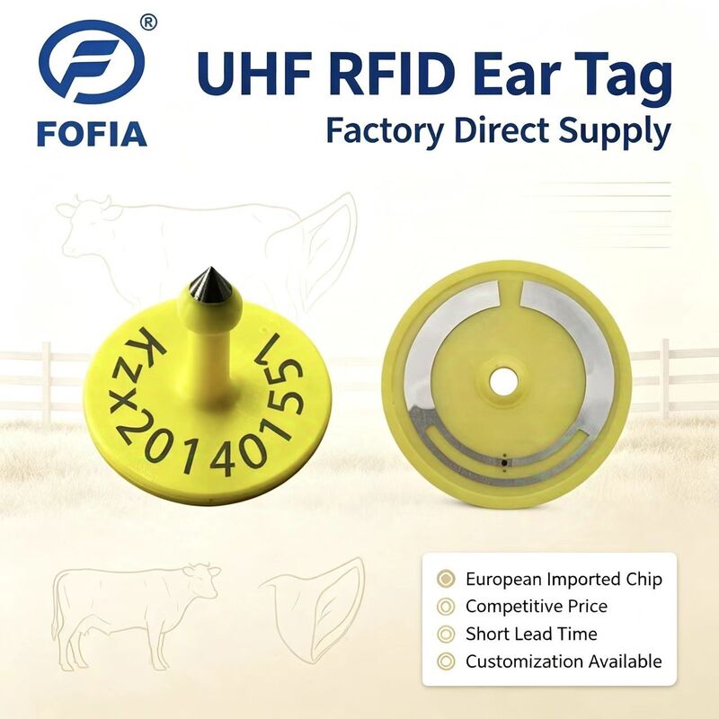 Fofia ICAR ET926 Wasserdichtes RFID TPU Tierohrtags FDX-B 134.2Khz EM4305 Chips Viehvieh Schweine Schafe