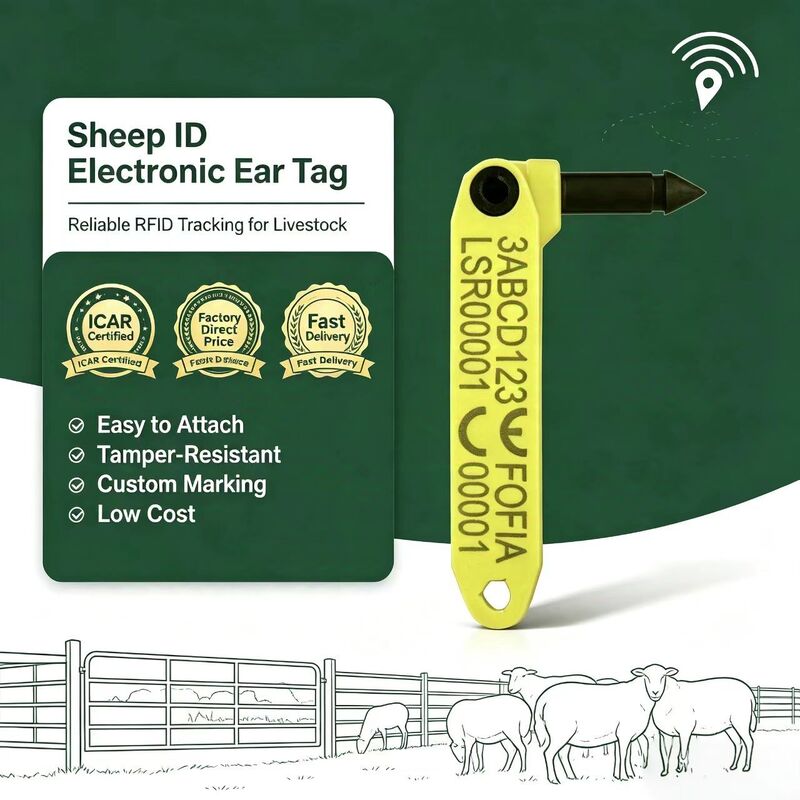 Wasserdichte Fofia Hochtemperaturbeständige integrierte Anti-Shedding-Elektronik T969 Yellow Sheep RFID-Ohrmarke TPU-Material RF