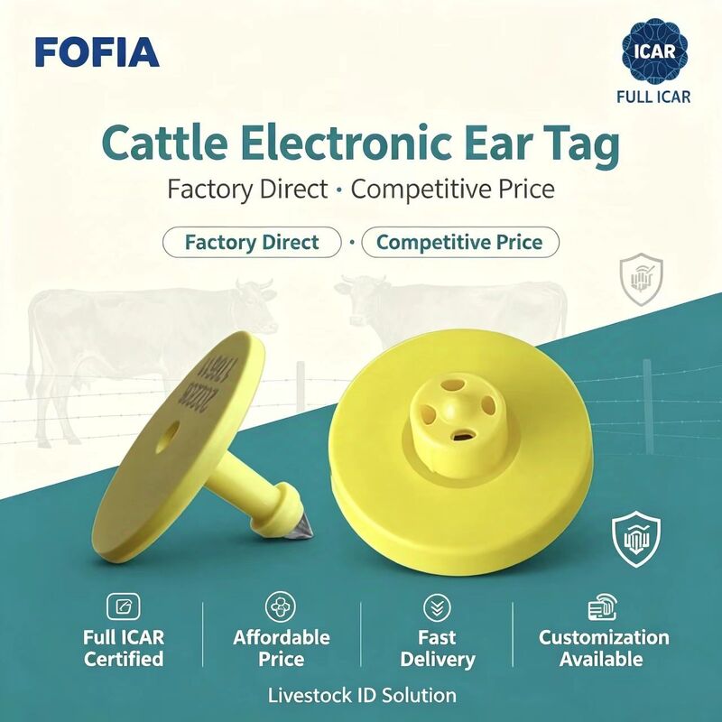 Neue vollständige ICAR wasserdichte RFID-TPU-Tierohrmarken, 14,5 mm, EM4305-Chips, 5 Jahre Garantie, Fofia Farm Use