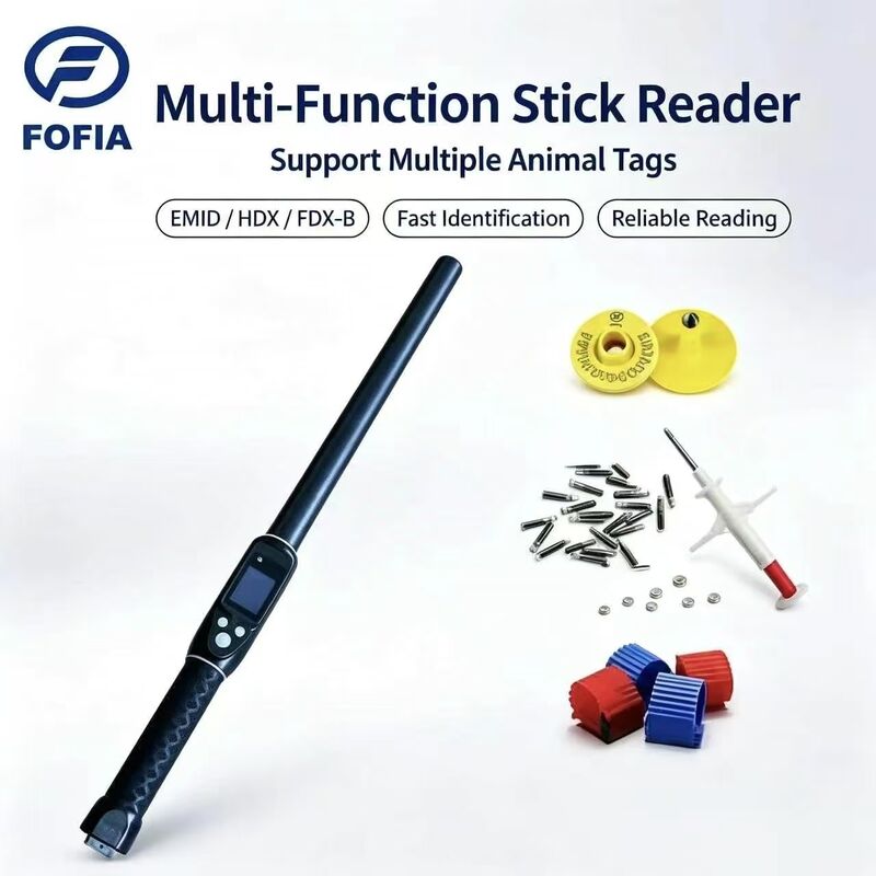 FOFIA Wasserdichter Langstrecken-134,2-kHz-RFID-Ohrmarkenleser ISO11784/5 Protokoll 30-100 cm Lesedistanz PVC-Material für Bauernhof