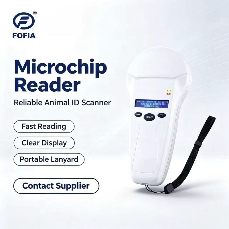Langlebiger FOFIA PT580 RFID Handheld Reader 125kHz/134.2kHz ISO11784/5 128x32 OLED Bildschirm 10-20m Lesedistanz USB/für Haustiere