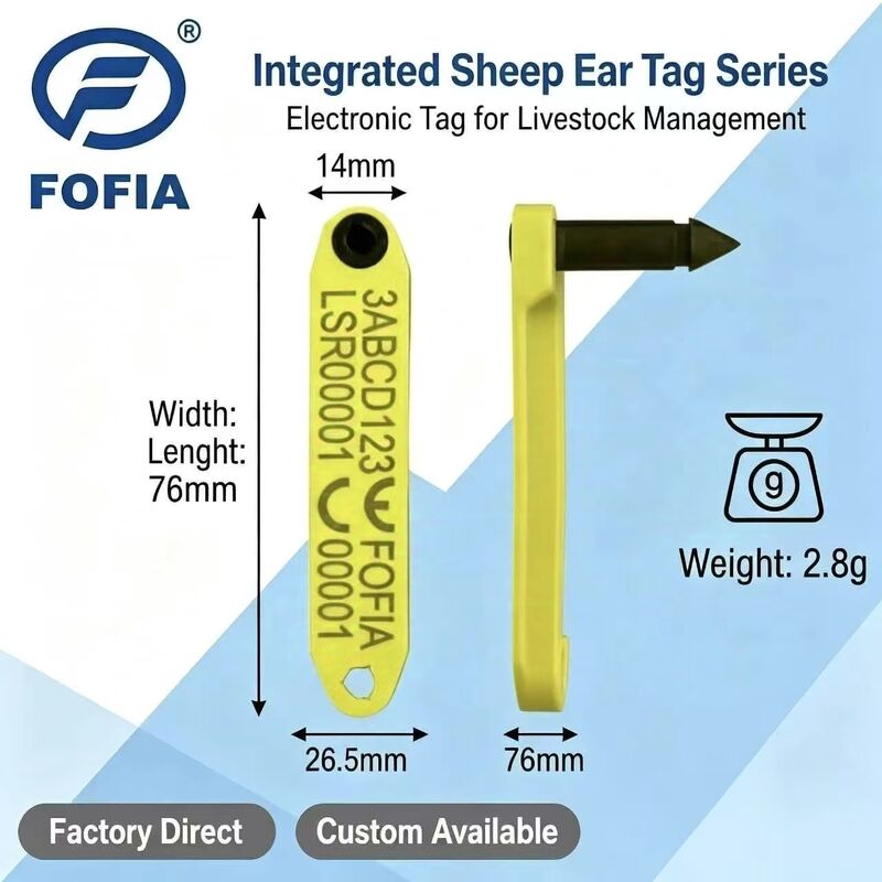 Neue Fofia HDX hochtemperaturbeständige integrierte Anti-Schüttung TPU Laser-codierte elektronische ET969 Gelbe Schafe RFID Ohrzeichen 1.5