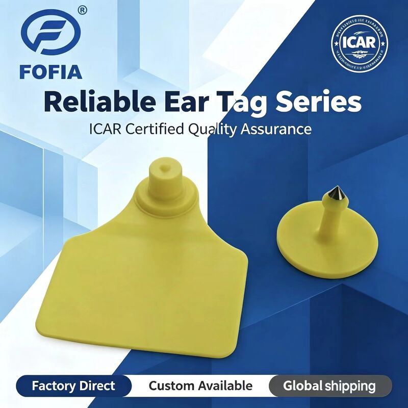 Wasserdichtes ICAR Fofia T904+T901 Tier Ohrzeichen Neue hochwertige RFID TPU 72*57mm Lasercodierung 3 Jahre Garantie für die landwirtschaftliche Nutzung