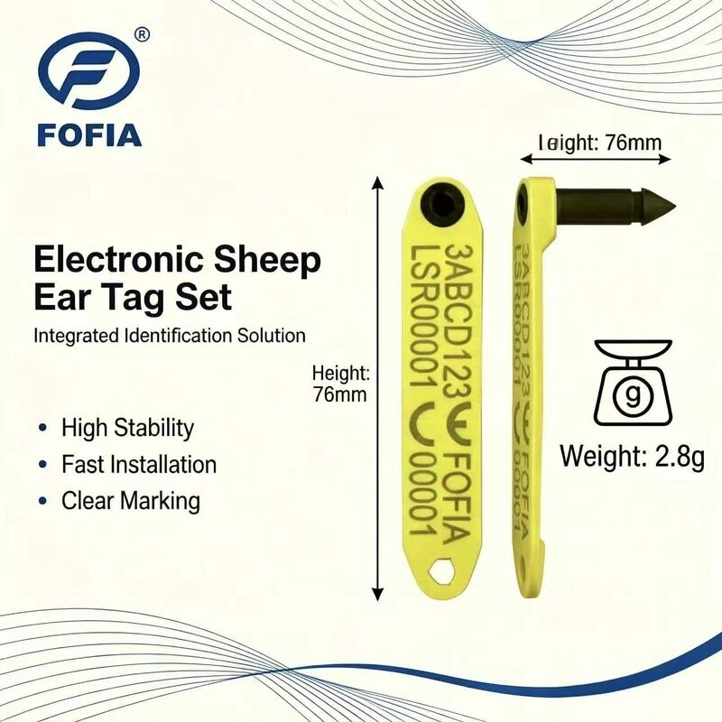 Neue Fofia hochtemperaturbeständige integrierte Anti-Schüttung Elektronik ET969 Gelbe Schafe RFID Ohrenkennzeichen TPU Material RF Tier