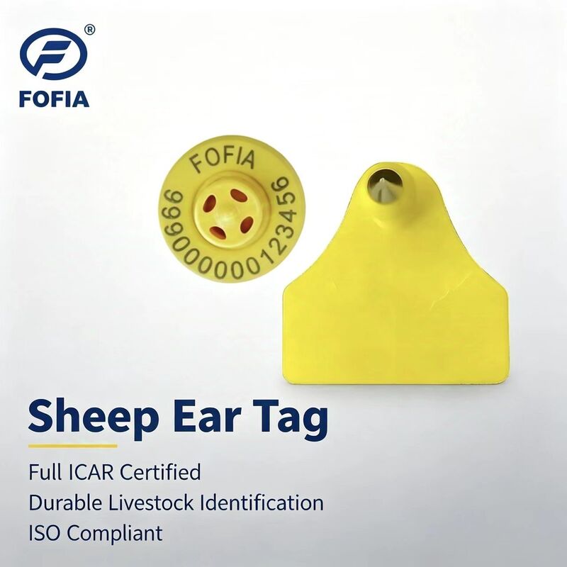Fofia ET957+T967 Schaf Ziegen Kombinations Elektronisches Bauernhof-Tracking-Ohr-Tag Neue Hochwertige RFID TPU Laser-Codierung 3 Jahre