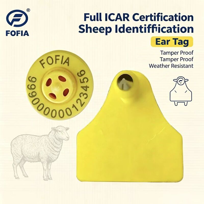 Fofia ET957+T967 Schaf-Ziege-Kombination Elektronische Tierverfolgung Ohrzeichen Neue hochwertige RFID TPU Laser-Codierung 3 Jahre