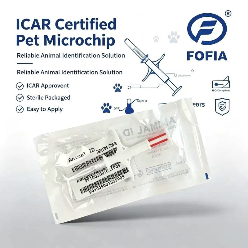 Langlebige Fofia Neue Warmverkauf RFID 134,2kHz PP Material Hunde-ID Mikrochip Wasserdicht Landwirtschaftliche Verwendung Haustier Injektion 1,5 Jahre Ohrennummer