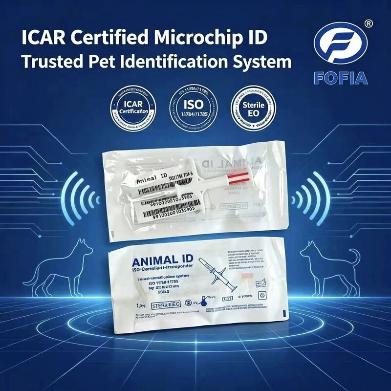 Fofia Neue ICAR-zertifizierte RFID 134,2 kHz PP Tier-ID-Mikrochip wasserdicht für Hunde & Katzen, 1,5 Jahre Garantie