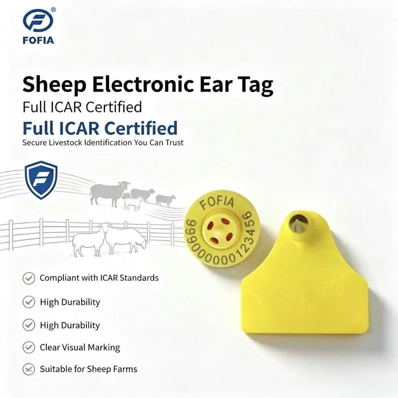 Fofia ET957+T967 Schafe Ziege Rinder Kombination Elektronische Tierverfolgung Ohrenkennzeichen Neue RFID TPU Laser-Codierung 3 Jahre