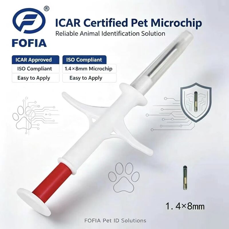 FOFIA Neue RFID 134,2 kHz Tier-Mikrochip FDX/EM4305 IP67 Wasserdicht Rinder/Schweine/Schafe Viehbestand Haustier Injektion PP